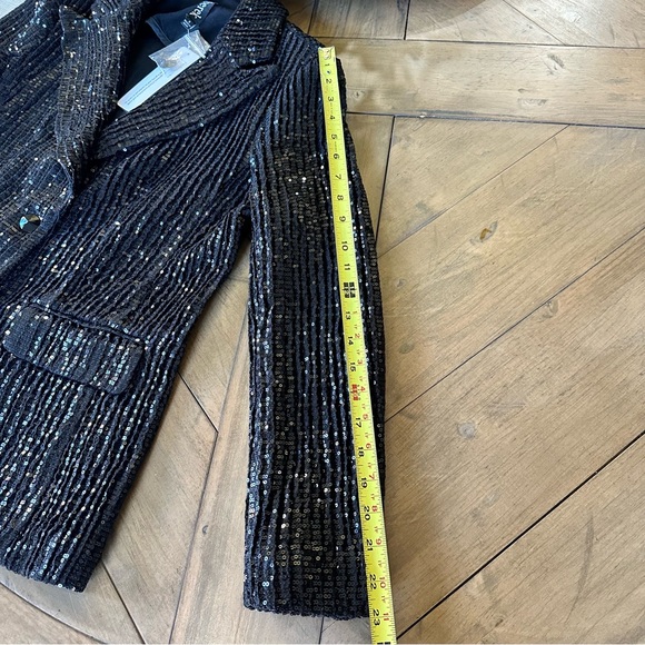 Retail $175 NWT Berek S Black Sequin Blazer Button Pockets Festive Evening Coat - Picture 7 of 12
